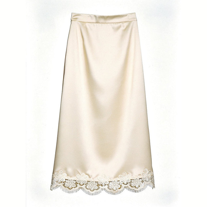 Women’s Satin Skirt in Cream, front view
