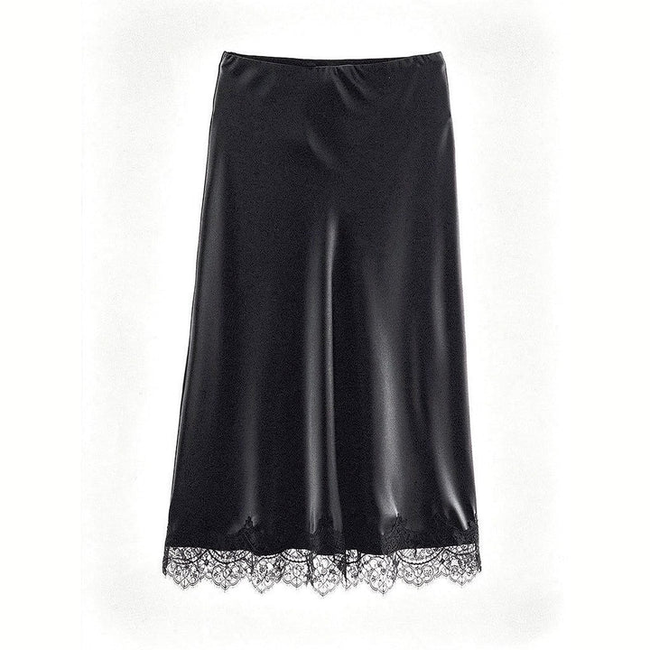 Women’s Satin Skirt in Black, front view