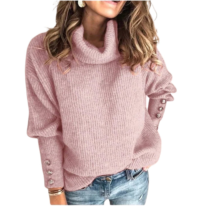 Women's Cowl Neck Sweater in Pink, front view