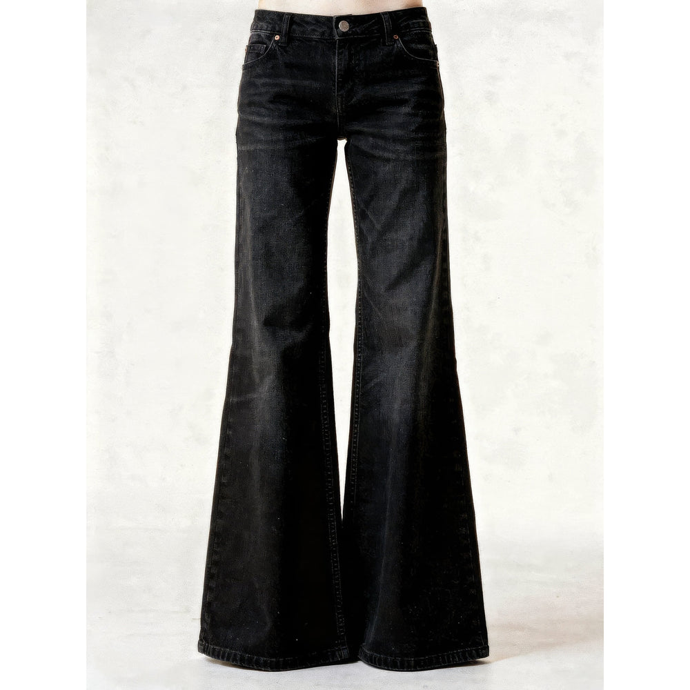 Women's Black Flare Jeans, front view 2