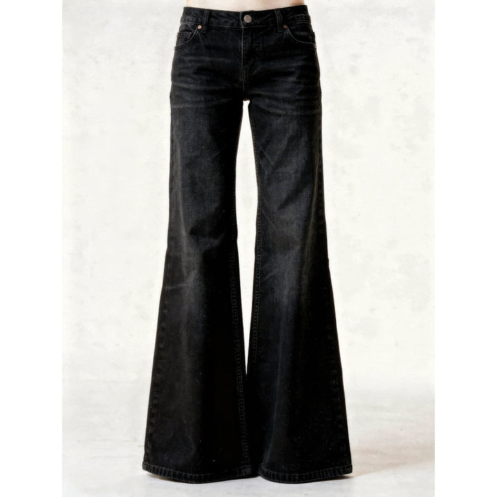 Women's Black Flare Jeans, front view 2