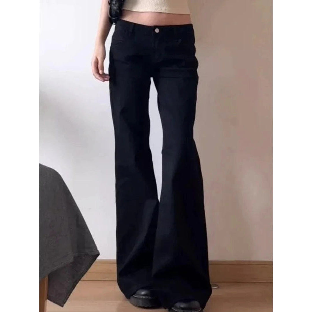Women's Black Flare Jeans, front view 3