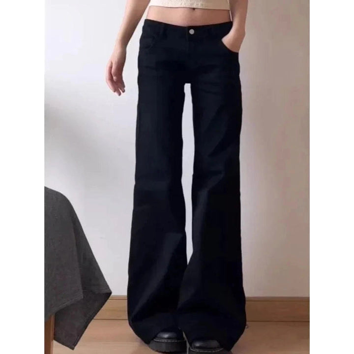 Women's Black Flare Jeans, front view 4