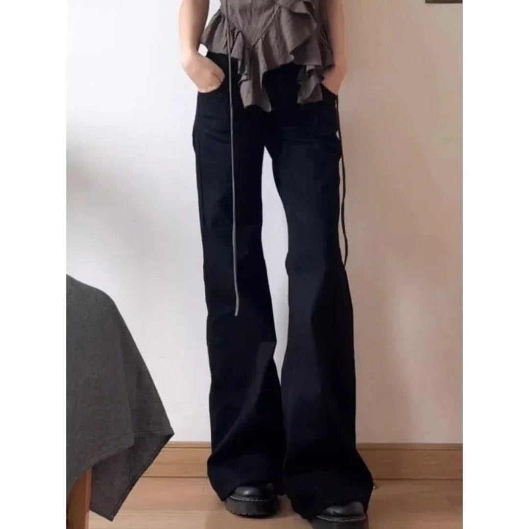 Women's Black Flare Jeans, front view 5