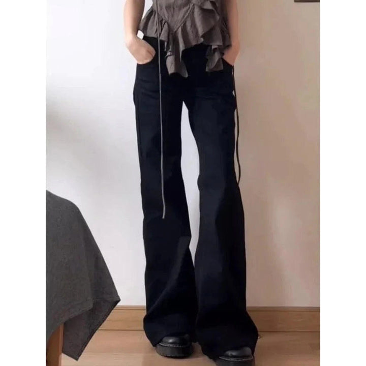 Women's Black Flare Jeans, front view 5
