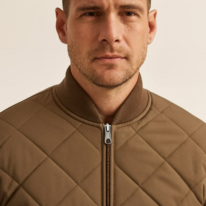Men's Quilted Bomber Jacket, detail view