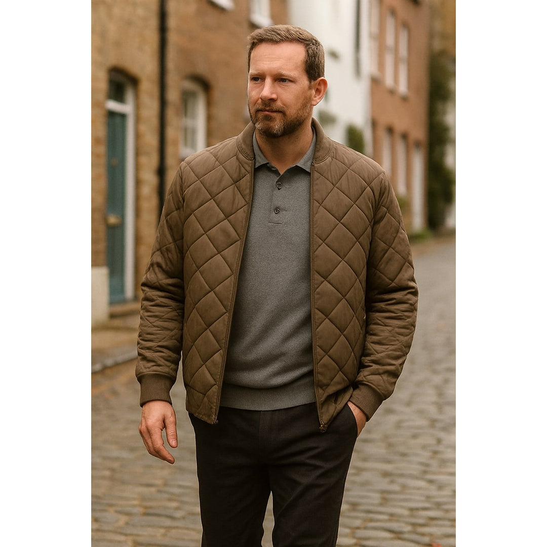 Men's Quilted Bomber Jacket, front view