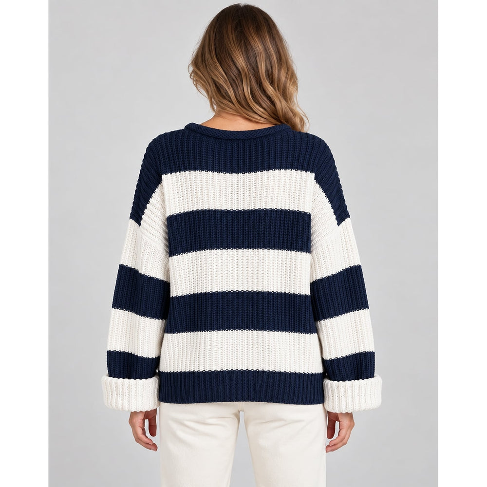 Women's Chunky Striped Sweater, back view