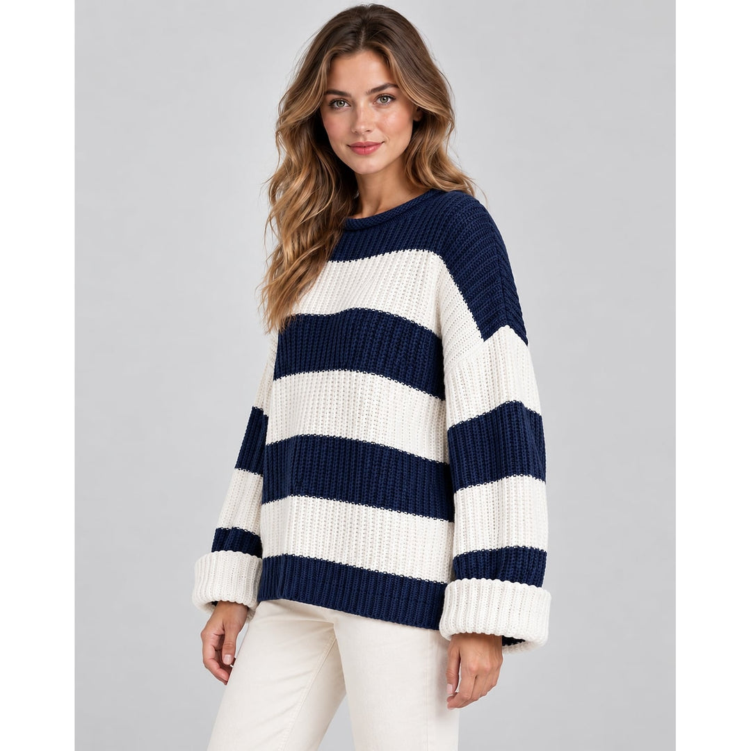 Women's Chunky Striped Sweater, detail view