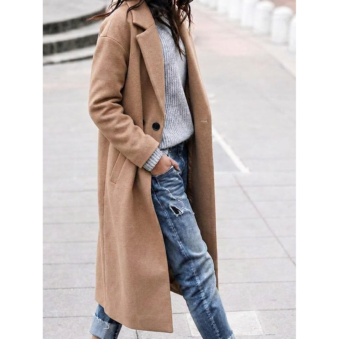 Women's Oversized Coat in Khaki, front view
