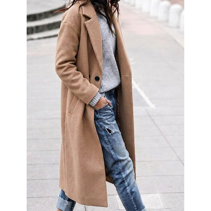 Women's Oversized Coat in Khaki, front view