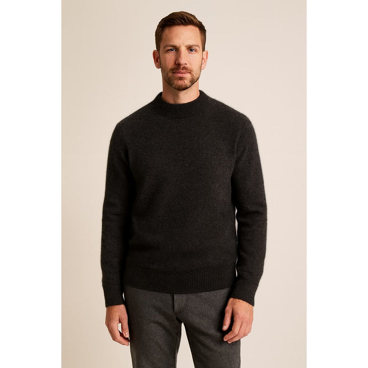 Men's Mock Neck Sweater in Charcoal, front view