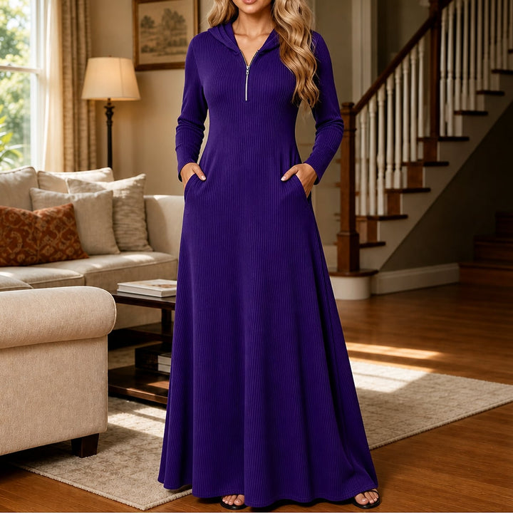 Women's Knit Maxi Dress in Purple, front view
