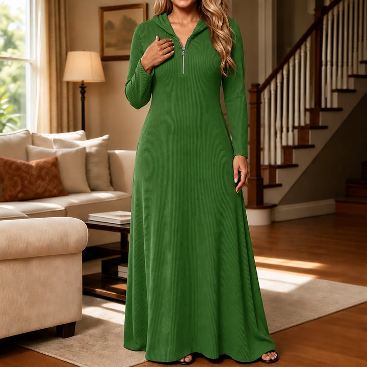 Women's Knit Maxi Dress in Green, front view