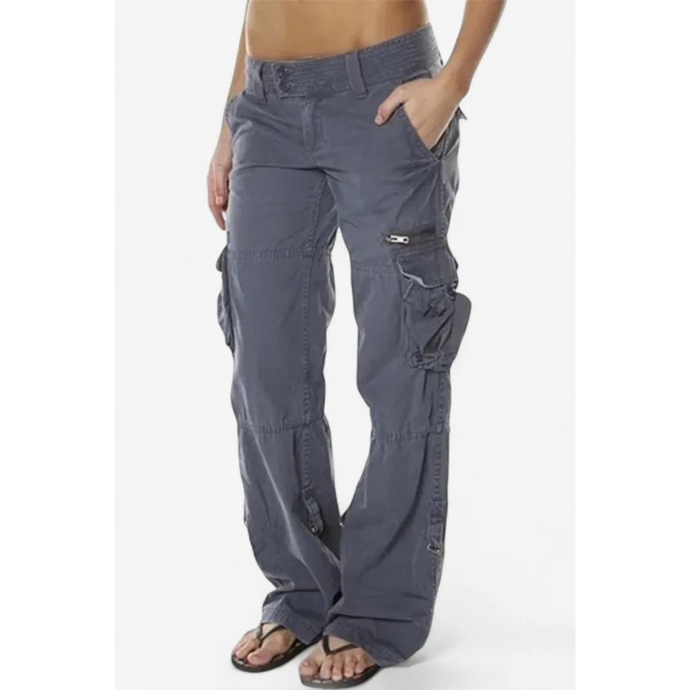 Women’s Wide Leg Cargo Pants in Gray, front view