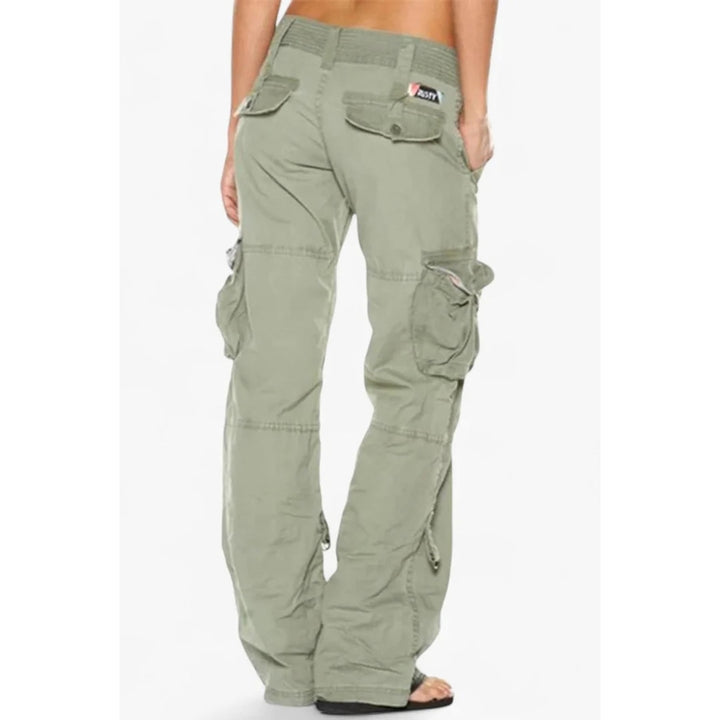 Women’s Wide Leg Cargo Pants in Light Green, back view