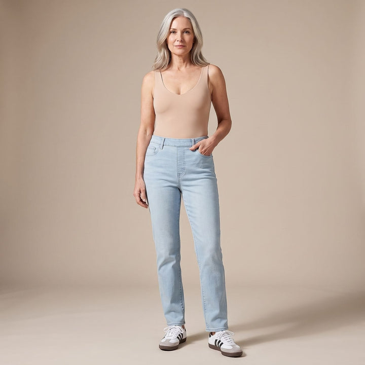 Women's Pull On Jeans in Navy, front view
