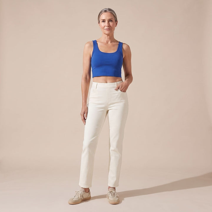 Women's Pull On Jeans in White, front view