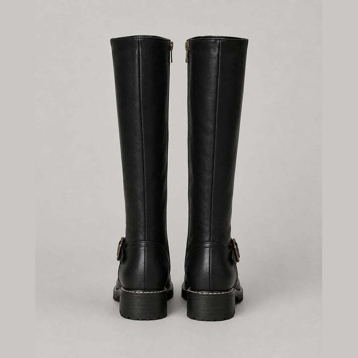 Women's Buckle Knee High Boots, back view