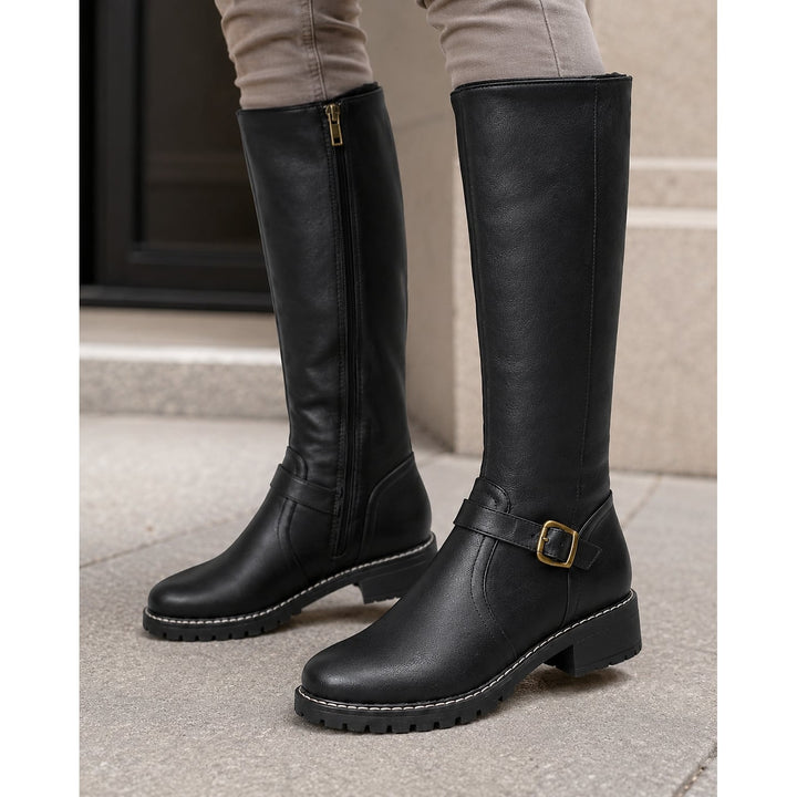 Women's Buckle Knee High Boots, front view