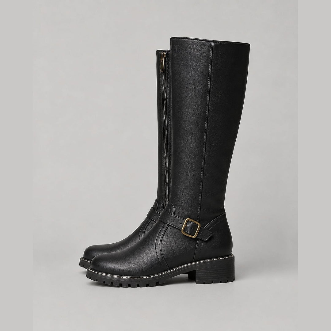 Women's Buckle Knee High Boots, side view