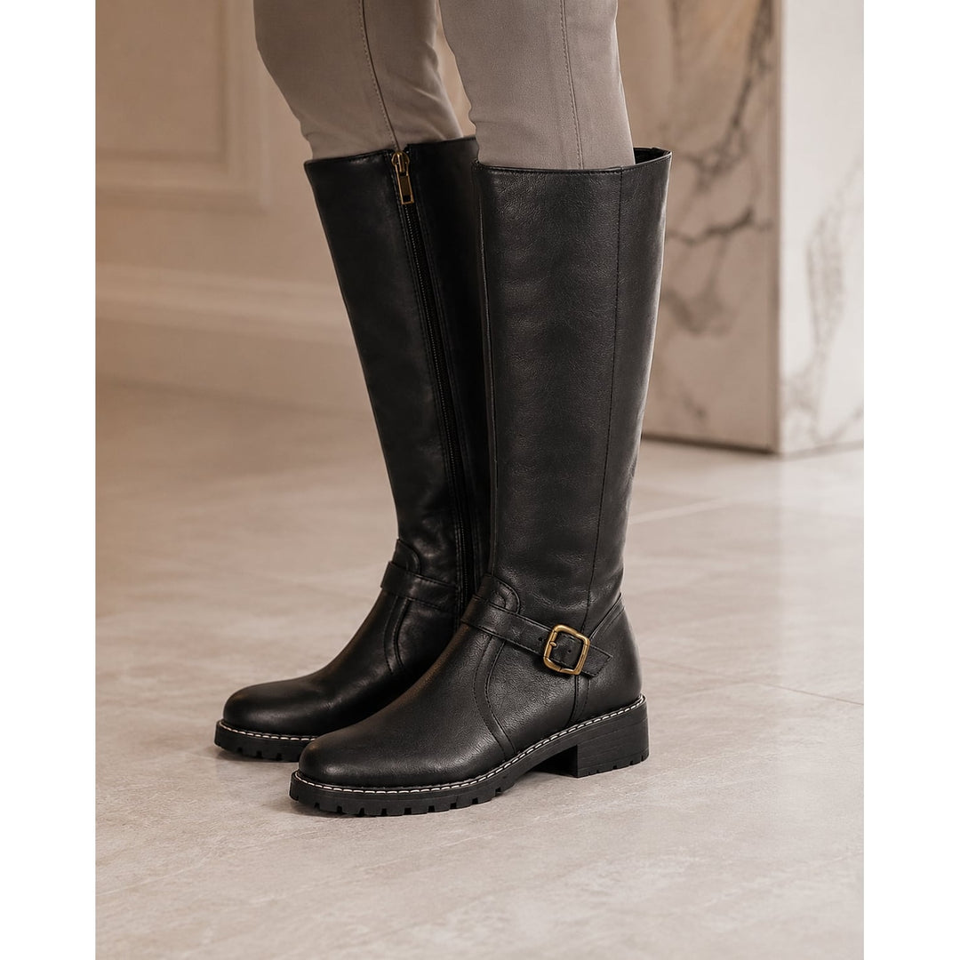 Women's Buckle Knee High Boots, front view 2