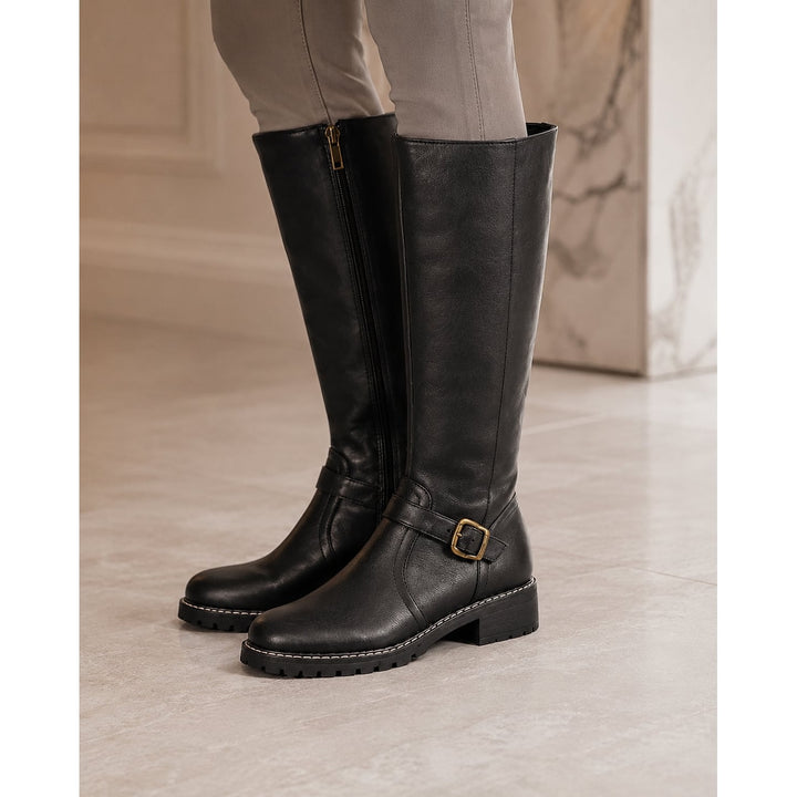 Women's Buckle Knee High Boots, front view 2