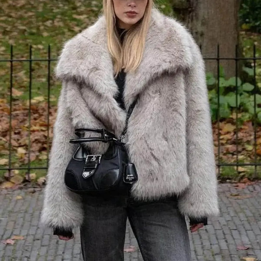 Women's Faux Fur Jacket, front view 2