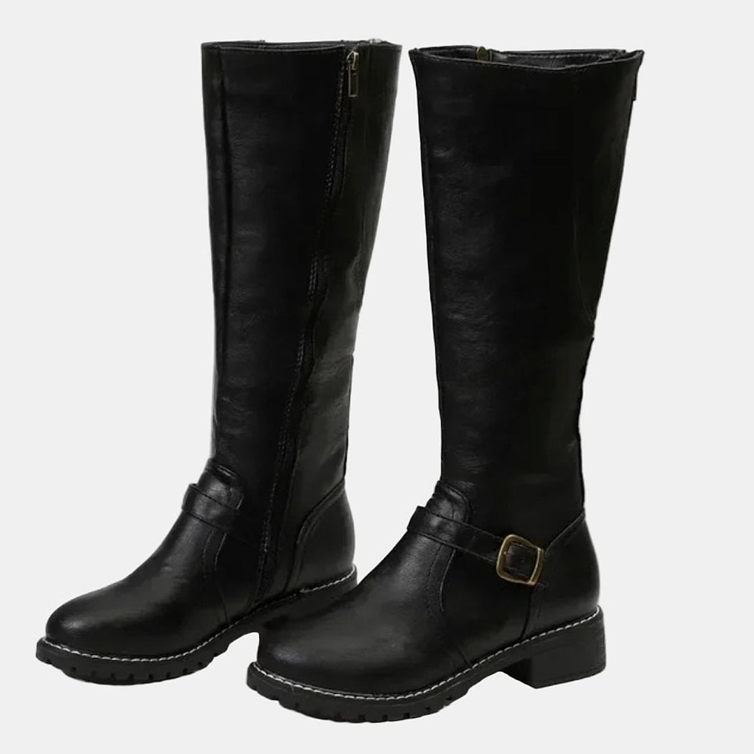 Women’s Knee High Boots in Black, front view