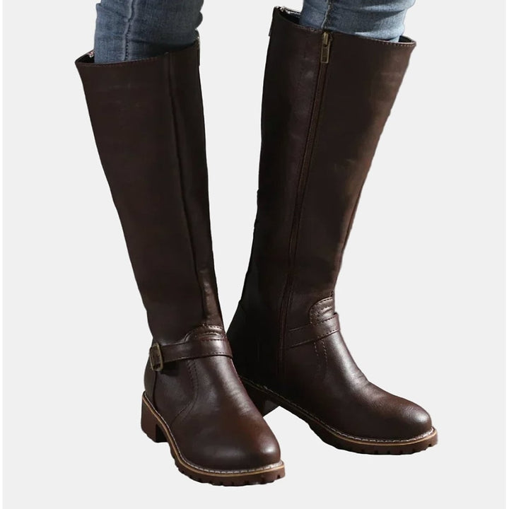 Women’s Knee High Boots in Dark Brown, front view