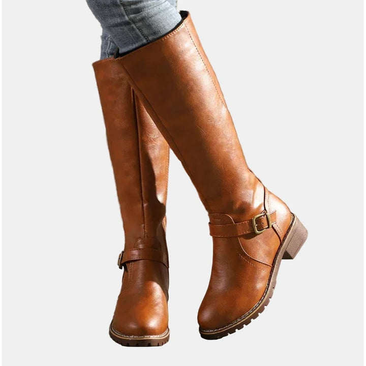 Women’s Knee High Boots in Brown, side view