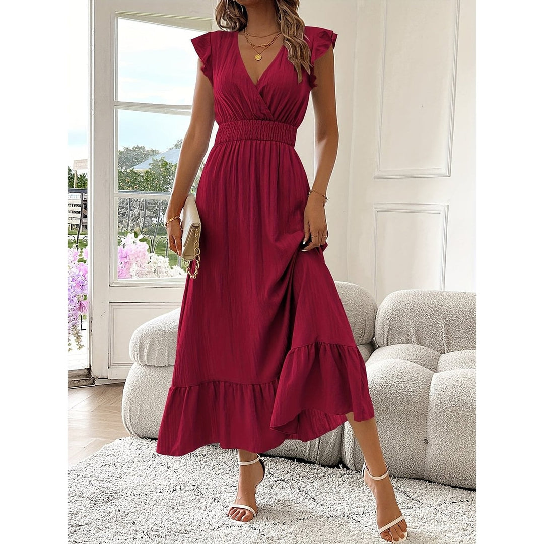 Women's Party Dress in Brick Red, front view