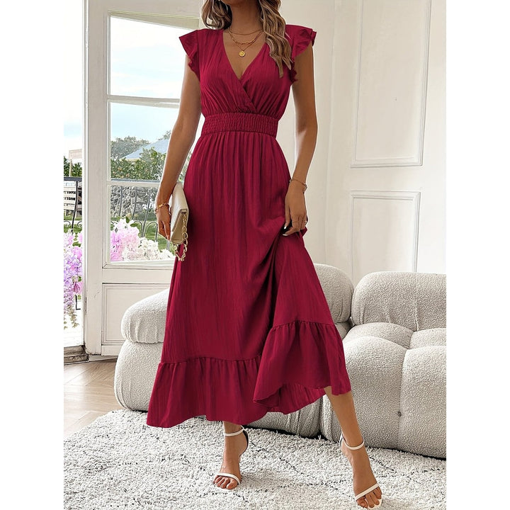 Women's Party Dress in Brick Red, front view