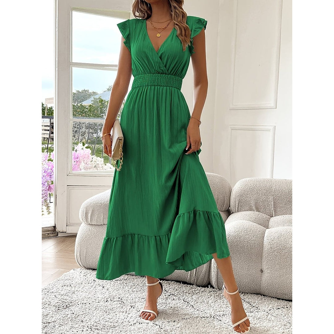 Women's Party Dress in Emerald Green, front view