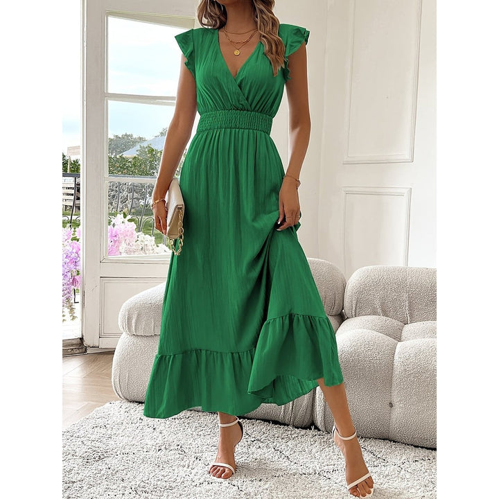 Women's Party Dress in Emerald Green, front view