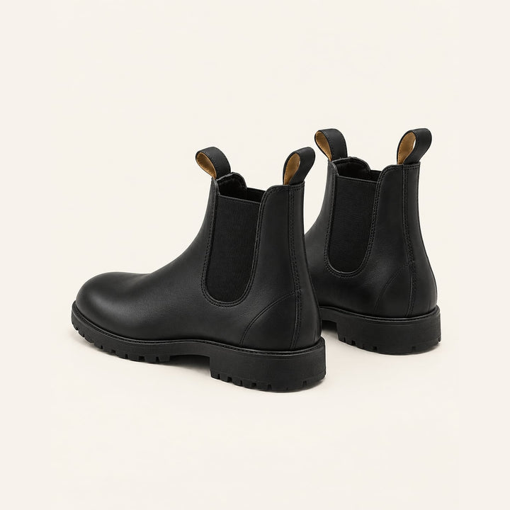 Men’s Waterproof Chelsea Boots in Black, back view