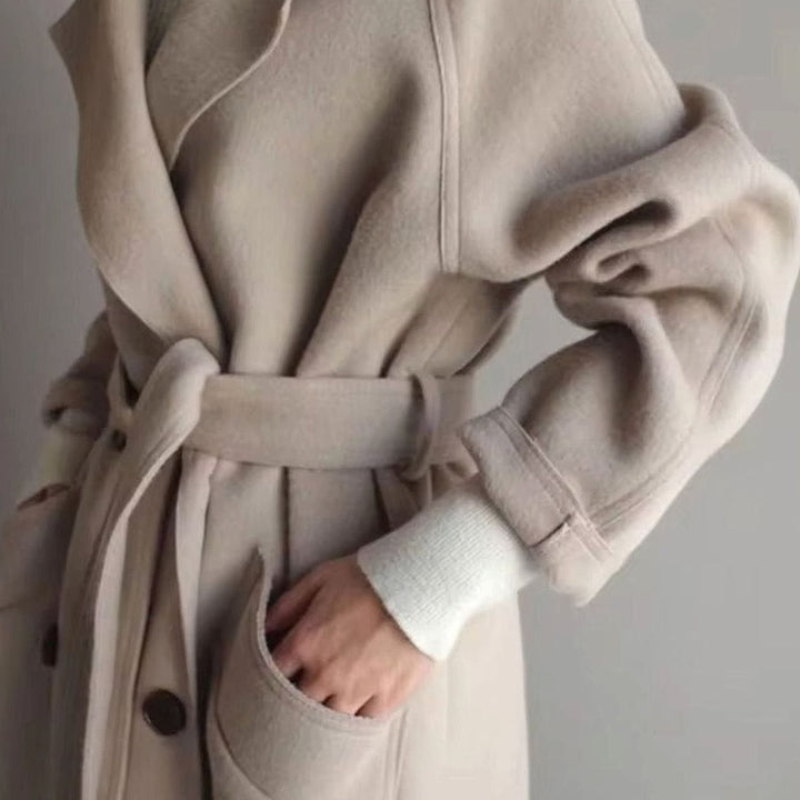 Women's Longline Lapel Coat, detail view