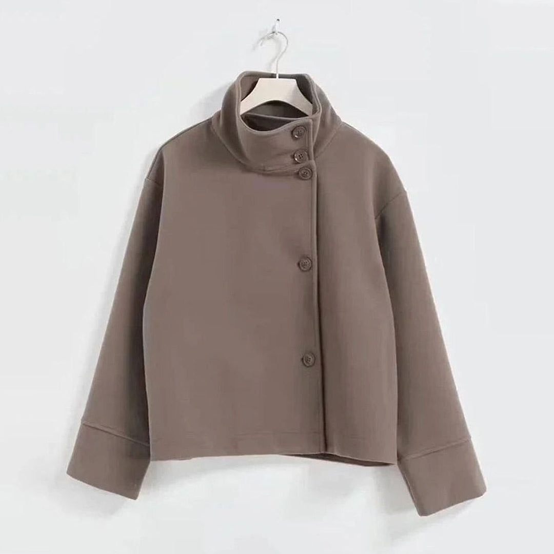 Women's Short Coat in Brown, front view