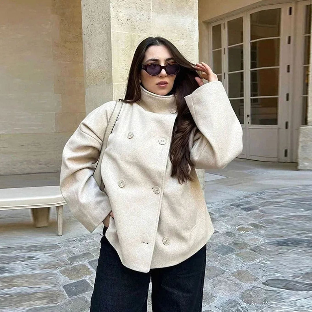 Women's Short Coat in Peach, front view
